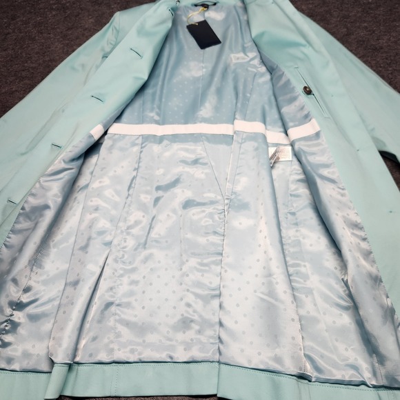 Brooks Brothers Womens Pastel Blue Belted Mid Length Trench Coat Lined 4 NWT - Picture 2 of 13